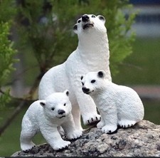 3pcs/set White Polar Bear PVC Toy Wild Animal Figure Doll Kids Gift
