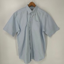 LL Bean Shirt Mens 16.5 Blue Wrinkle Resistant Oxford Cloth Button Down