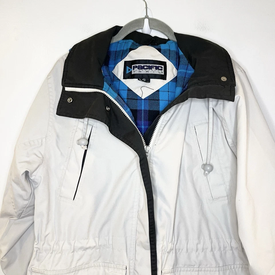 Pacific Trail Womens Outdoor Chore Coat Jacket Plaid Flannel Lined S Hooded - Image 3 of 4