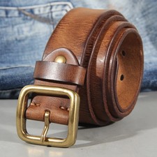 Men's Waist Belt Genuine Leather Metal Buckle 3.8cm Retro Casual Belts