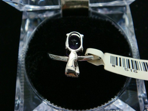 14K WHITE GOLD AMETHYST AND DIAMOND RING OR PENDANT **CAN BE WORN AS BOTH** - Picture 3 of 8