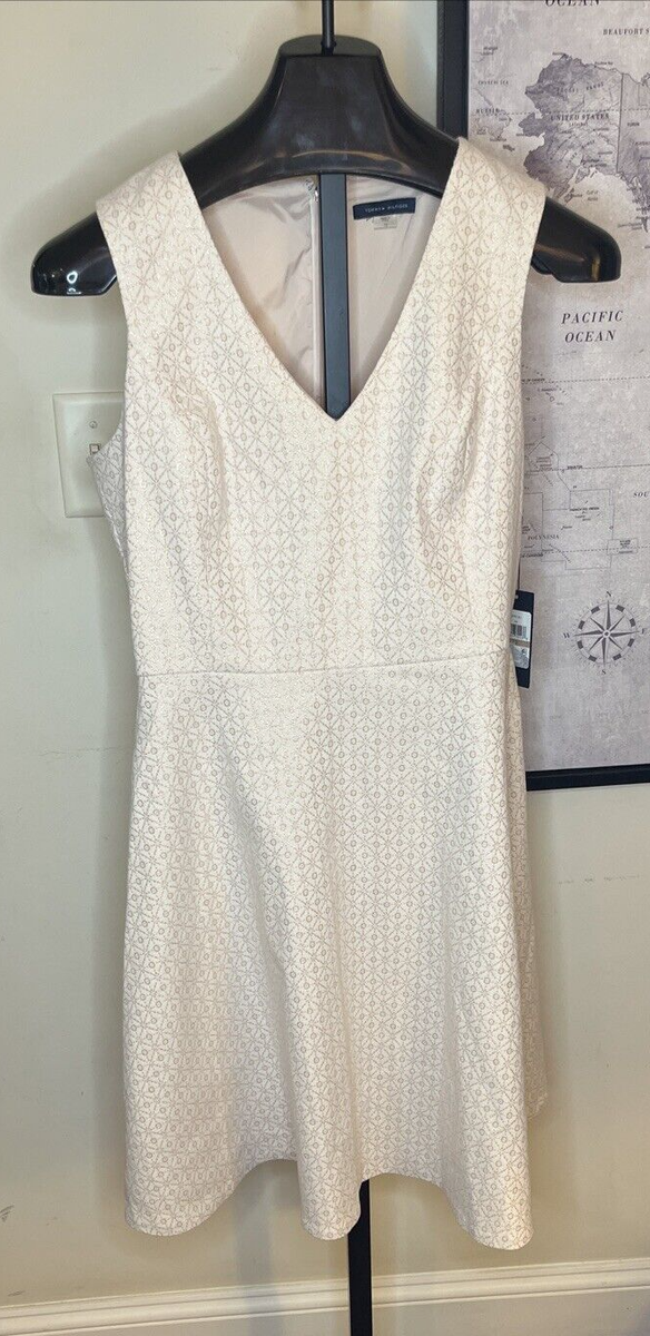 New Tommy Hilfiger Women's 12 Pale Pink Metallic Thread Sleeveless Dress |  eBay