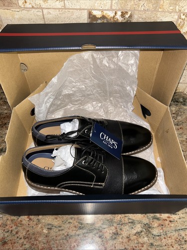 Chaps Daywear Men's Size 10 Black Cap Toe Lace Up Dress Shoes New - Picture 2 of 6