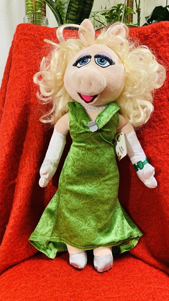 miss piggy green dress Disney Store the Muppets Most Wanted Miss Piggy Plush 20" Green Gown