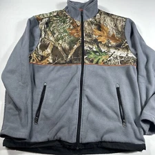 Real Tree Edge Men’s Medium Full Zip Camo And Gray Fleece Jacket
