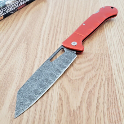 Rough Ryder Sous Chef Folding Knife 4.5'' Damascus Steel Blade Aluminum Handle