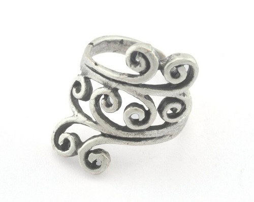 Adjustable Ring Antique Silver Plated brass 17.5mm 7US inner size 3338 - Picture 1 of 2