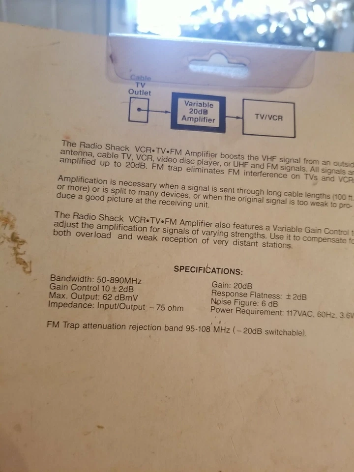 RADIO SHACK VCR TV GM VARIABLE 20 DB AMPLIFIER 75 0HM COAX - Image 4 of 4