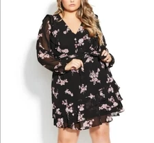 City Chic Romantic Frill Belter Wrap Mini Dress SZ 18 NWT