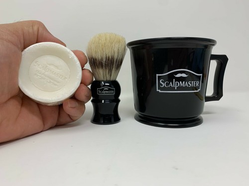 Scalpmaster Shaving Set Shaving Mug Shave brush Shave Soap Gift for Men Black - Picture 5 of 6