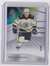 2019-20 UD SP GAME-USED JERSEY NUMBER BASE 2/63 BRAD MARCHAND #44 BOSTON BRUINS
