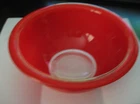 PYREX RED #322 BOWL, 1L, WITH CLEAR GLASS BOTTOM - GD USED COND