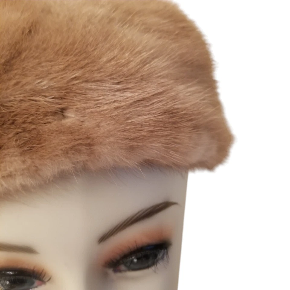 Винтажная шапка Guy & Kay Anderson из норки с сеткой сверху светло-коричневая - Изображение 2 из 4