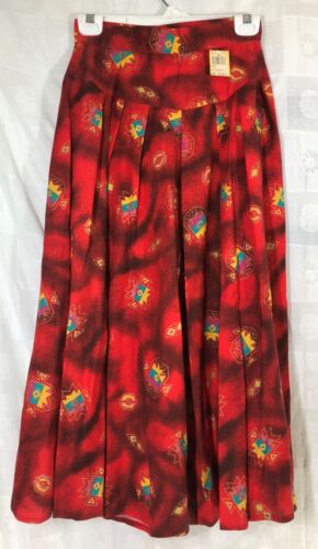Lilia Smith Western Southwest Culottes Cotton Size XSmall 26" Waist Red - Photo 1 sur 2