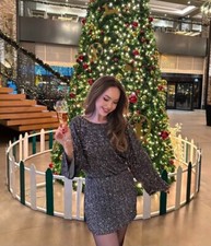 ZARA NWT WOMAN 109 SEQUIN MINI DRESS ZW COLLECTION AGED SILVER  9952/108