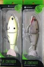 (2) Googan Squad 4 1/2" Slow Sink 2/3 Oz Jr Contender Swimbait Lot Bone Gizzard
