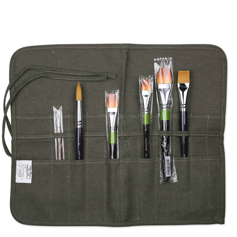 ular Roll Up Canvas Paint Brush Storage Case Bag For Watercolor Oil