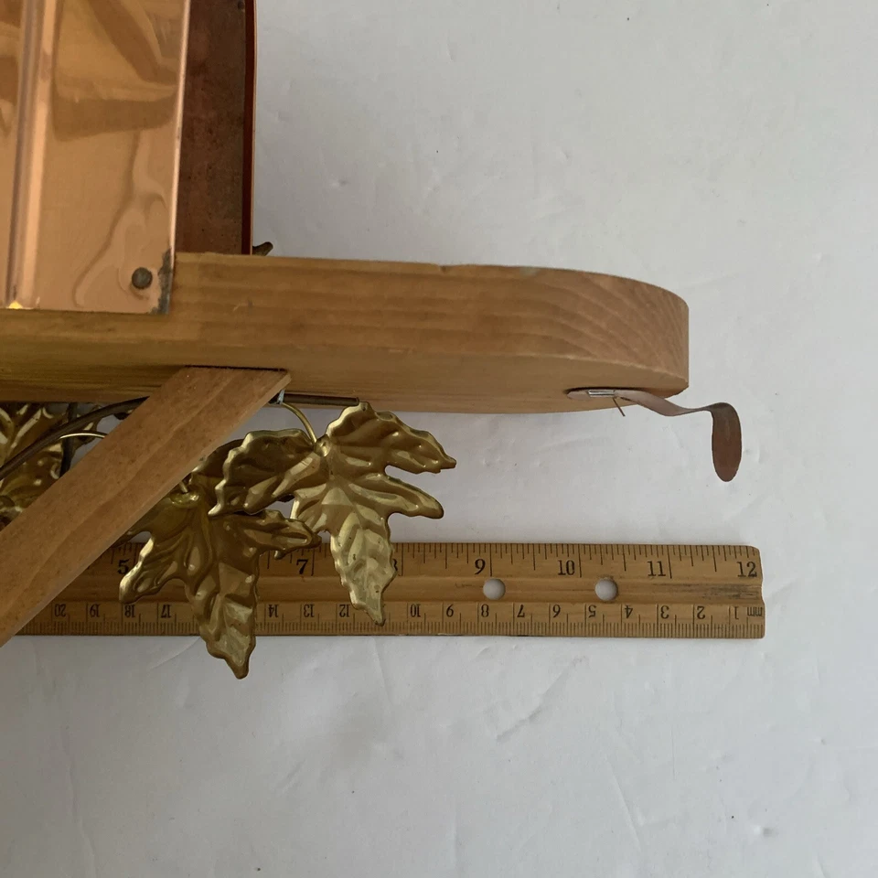 Vtg Home Interiors Copper Wooden Mailbox with Brass Leaves Wall Hanging Homco - Image 4 of 4