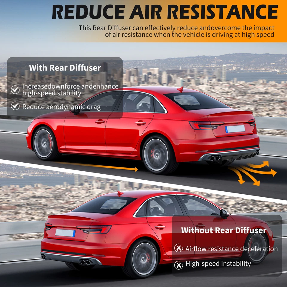 Car Rear Bumper Diffuser Lip Spoiler Splitter Fins Glossy For Scion tC 2005-2016 Foto 4 de 4