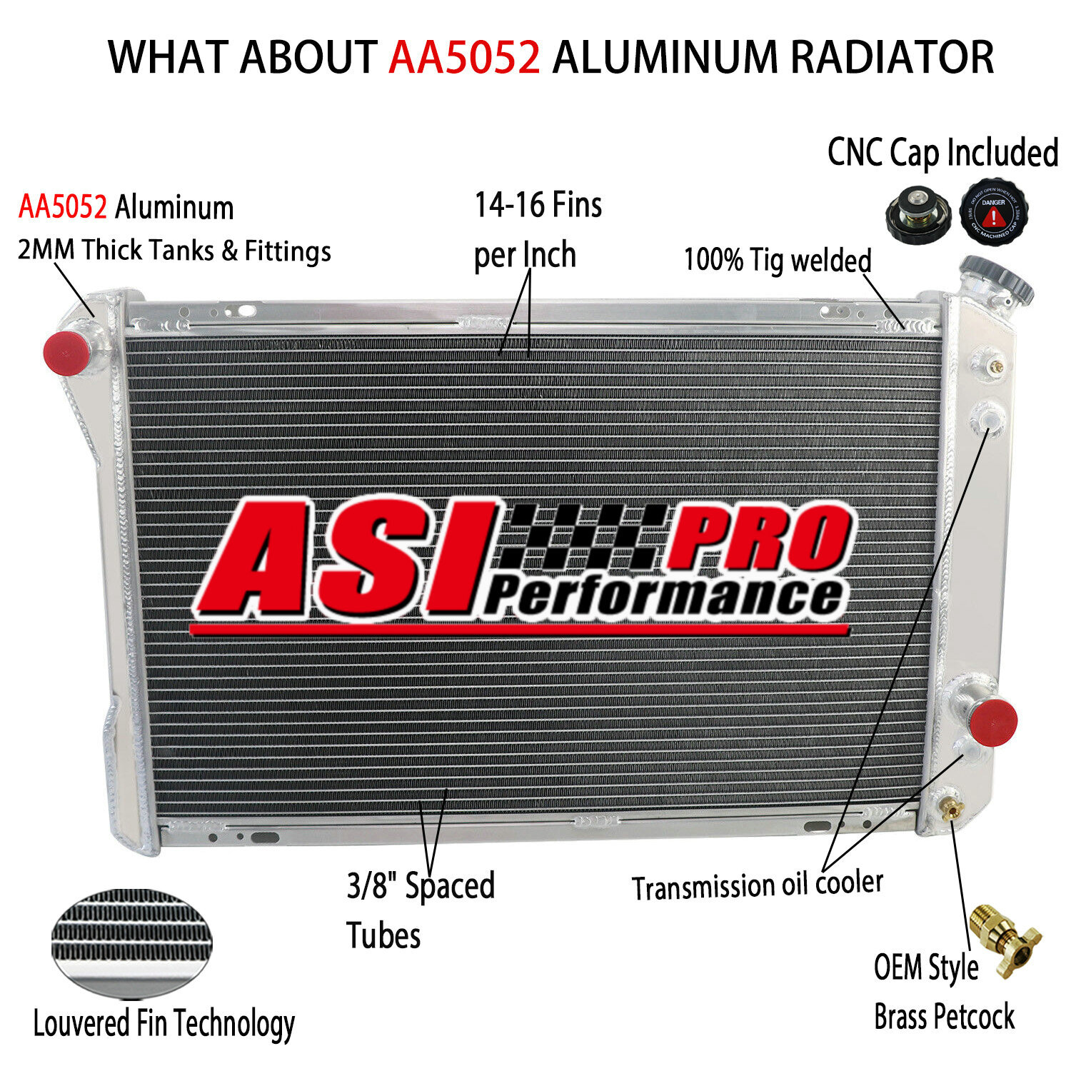 3 Row Aluminum Radiator For 1982-92 Chevy Camaro Z28 Pontiac Firebird 5.7L AT