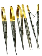 GERMAN CASTROVIEJO Micro Scissors Needle Holder Curved TC Forceps Dental Eye Set