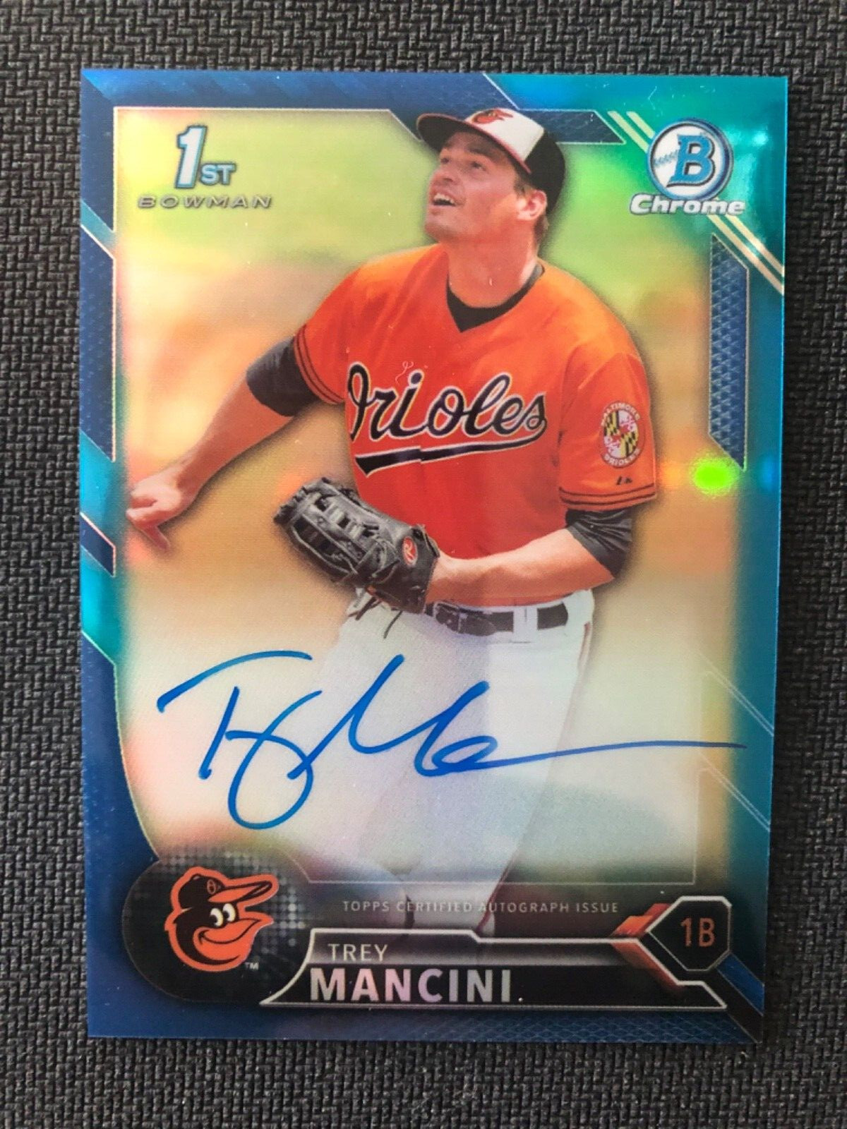 Trey Mancini 2016 AUTO Blue Refractor Bowman Chrome /150 rookie card Astros