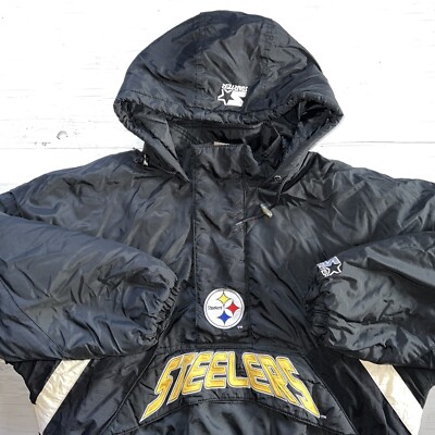 Vintage 90s Starter Pittsburgh Steelers Hooded 1/2 Zip Pullover