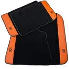 Black Floor Mats for Rolls Royce Dawn (2016-2023) Orange Leather by AutoWin