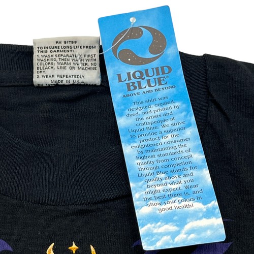 Vintage Deadstock 1994 Liquid Blue Snake Cattle Skull Sword Dragon t shirt sz L - Picture 8 of 10