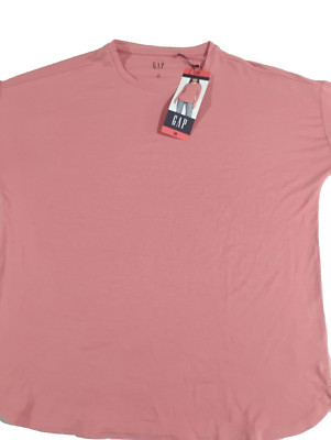 Gap Women's Long Sleeve Medium Modern Tee Shirt Pink Cotton Crew Neck NEW W/Tag 