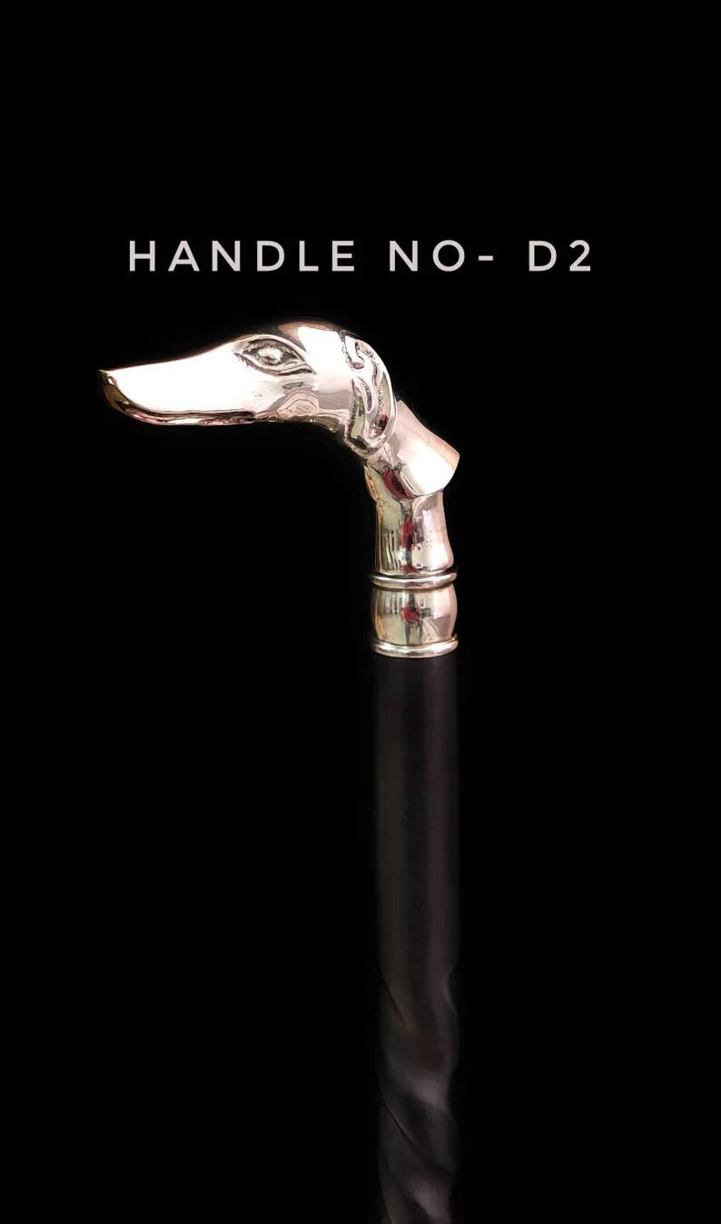 testa di cane handal canna di cuoio canna di legno canna animali bastone di c...