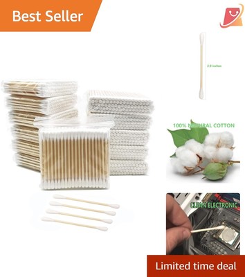 2400 Biodegradable Cotton Buds with Wooden Sticks - Eco-Friendly & Versatile