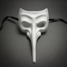 White Long Nose Bird Plague Doctor Masqurade Venatian Party Full Face Mask Zanni