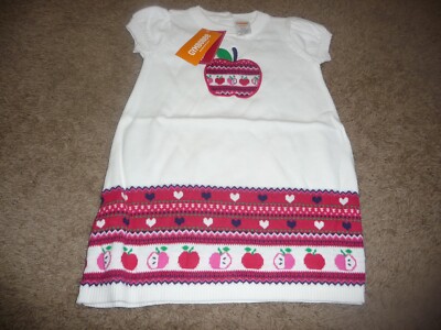 NWT NEW Gymboree Apple & Hearts Themed Cotton Knit Sweater Dress size 12-18 mont