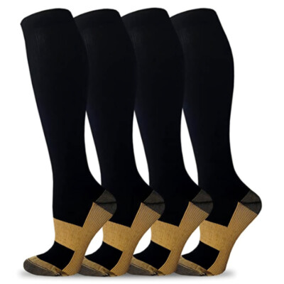 (3/6Pairs) Copper Compression Socks 20-32mmHg Graduated Support Men Women S-XXL
