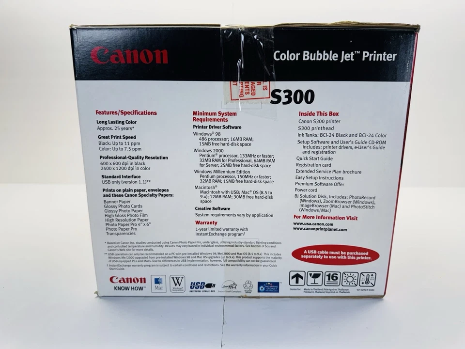Canon Color Bubble Jet Printer S300 (New Free Shipping) - Image 2 of 4