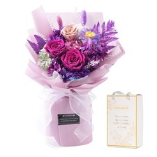 Preserved Purple Rose Bouquet Long Lasting Real Flowers Delivery Gift 1-3 Years
