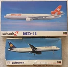 2x lot Hasegawa Model Kits 1/200 (1x MD-11 Swissair & 1x AIRBUS A321 Lufthansa)