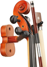 Mahogany Violin and Viola Wall Mount Hanger with Bow Hook for Home  Studio