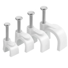 Round Cable Clips White Black Wall Nail TV Aerial Alarm Coax 4-10mm Multi Pack