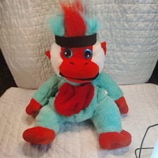 Soft Monkey Plush Backpack 16 inch long Green/Red New With Tags Fast Shipping