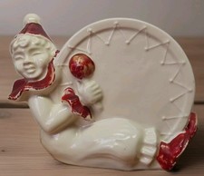 VINTAGE ENESCO FAITH WICK POM POM 4-1/2" PORCELIAN CLOWN LIGHT 1983