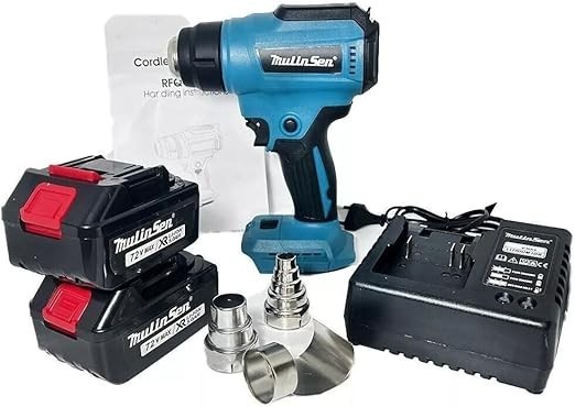 Pistola termica senza fili doppia batteria 72v 5ah due velocita max 550C° 647gm.