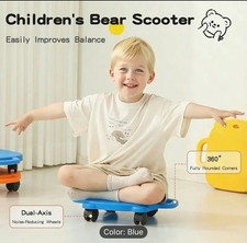 Kids Balance Scooter Board with Handles - Bear Design Sitting Scooter, Plastic