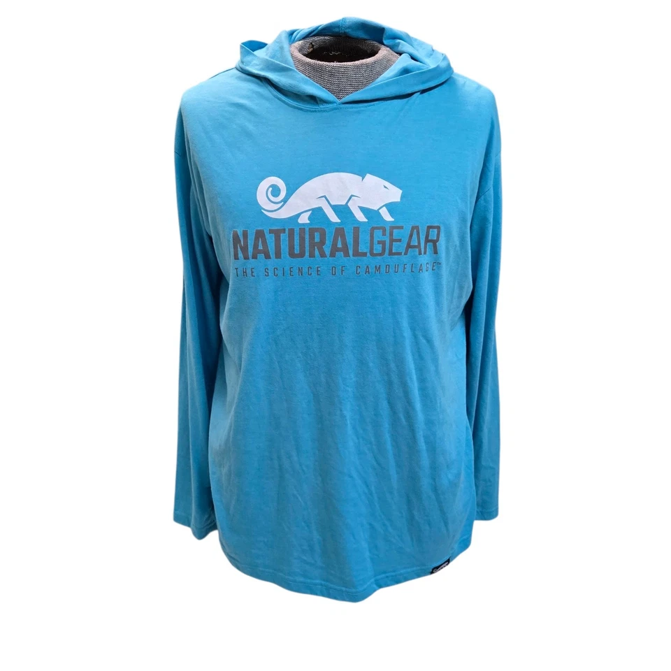 2 Camisetas NaturalGear Tri-Mezcla Con Capucha Manga Larga Verde y Azul Exterior Caza Nuevas con Etiquetas Foto 3 de 4