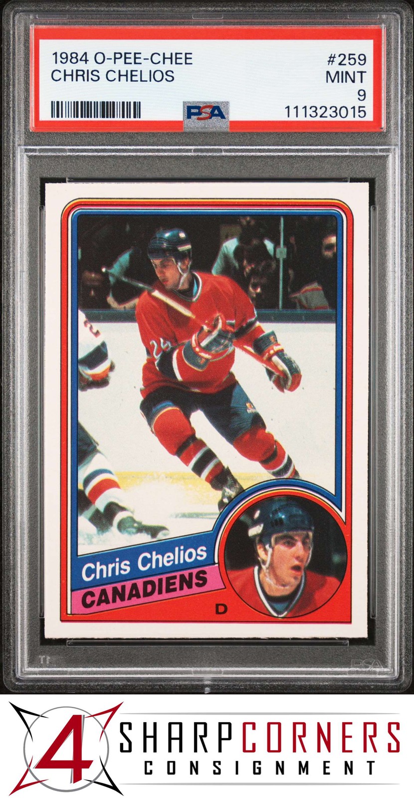 1984 O-PEE-CHEE #259 CHRIS CHELIOS RC CANADIENS HOF PSA 9