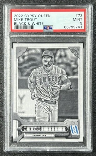 MIKE TROUT PSA 9 2022 TOPPS GYPSY QUEEN #72 BLACK & WHITE 24/50 ANGELS