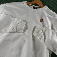Nike Sweatshirt Womens Small White Excellent Court Heritage Cropped Pullover