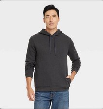 Goodfellow Co Men's Textured Fleece Hooded Sweatshirt SZ M Charcoal Retail 28