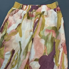 Umgee Women s Multicolor Abstract Cropped Pants- S Regular Fit Elastic Waist